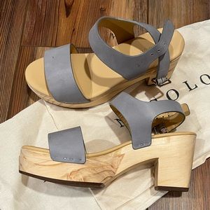 Nisolo All-Day Open Toe Clog Sky Grey NEW